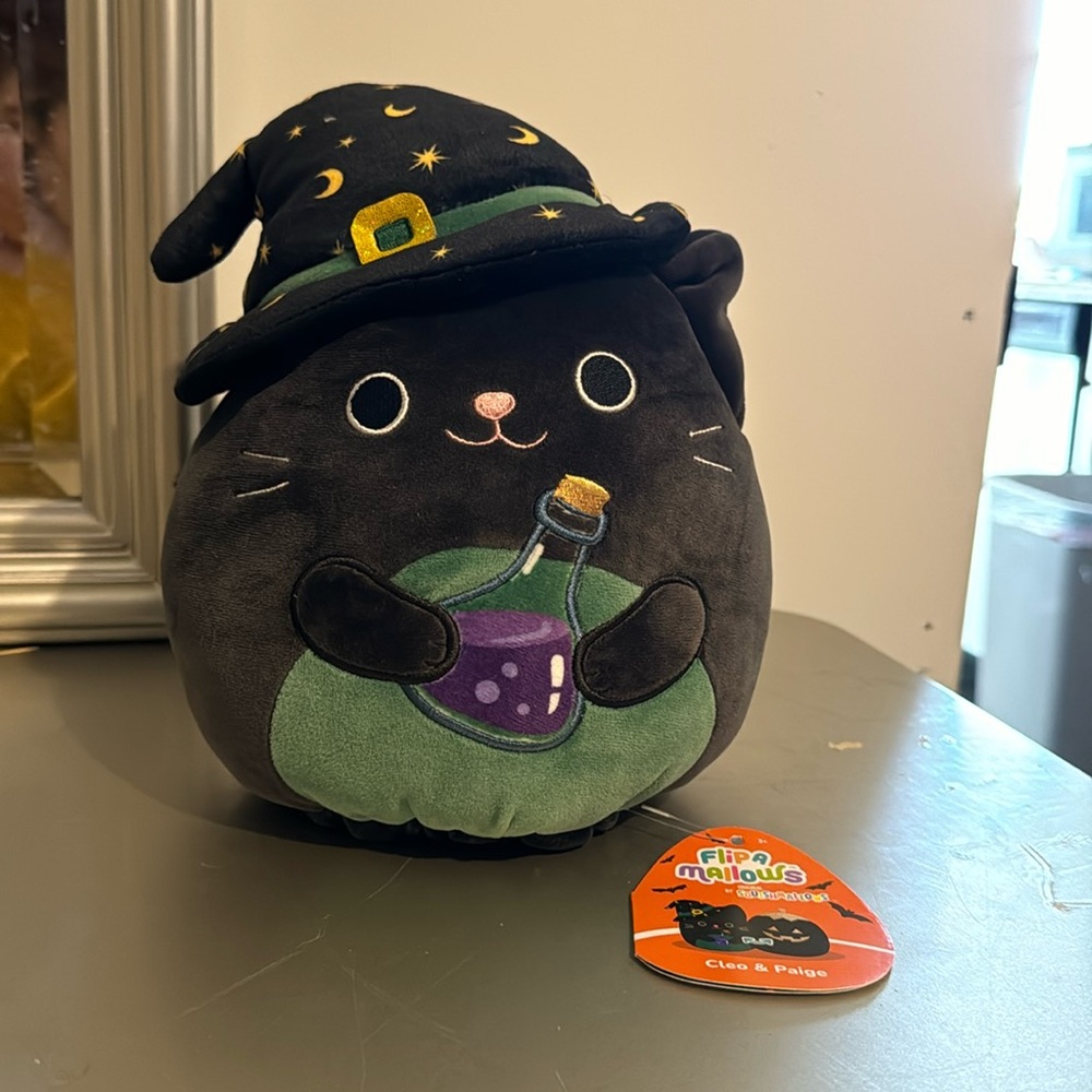 Squishmallows 8" Flip-A-Mallows Cleo Cat and Paige Pumpkin